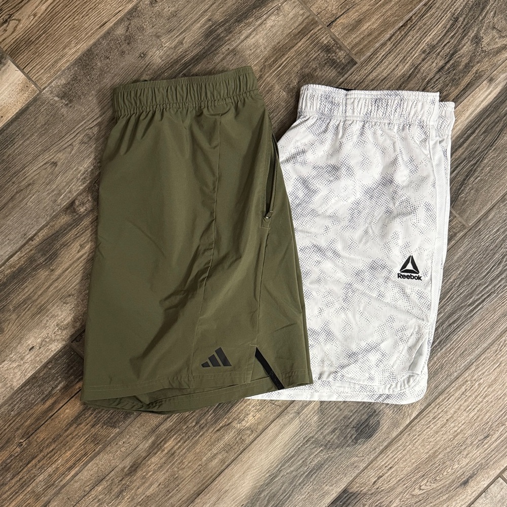 Adidas Men's Shorts - Olive Green & Reebok White Shorts